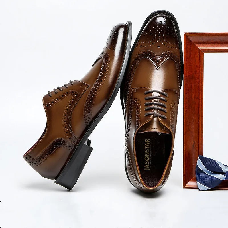 Baroque Perforated Leather Oxfords