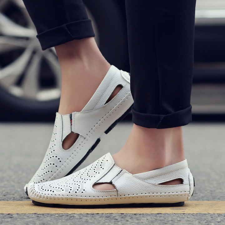 Riva Perforated Leather Sandals