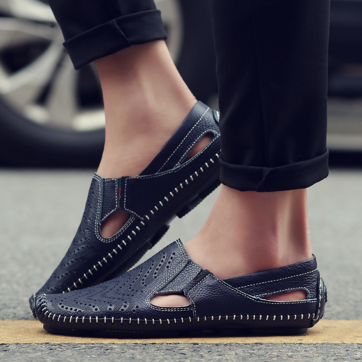 Riva Perforated Leather Sandals