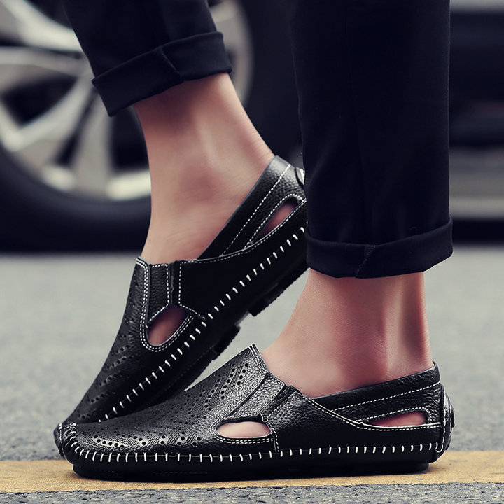 Riva Perforated Leather Sandals