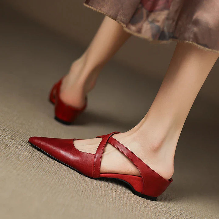 Siena Leather Cross-Strap Mules