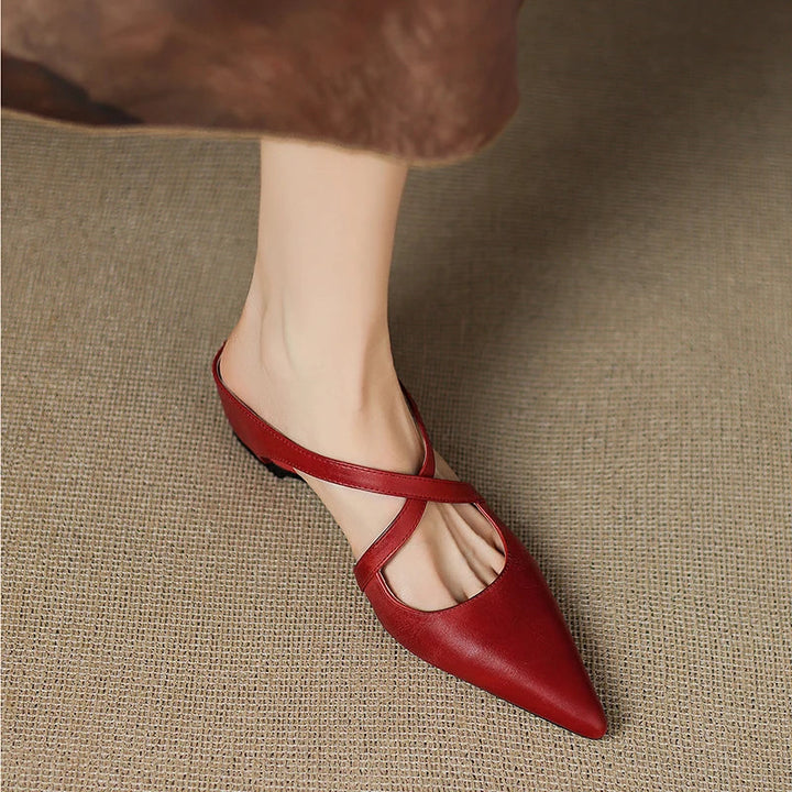 Siena Leather Cross-Strap Mules