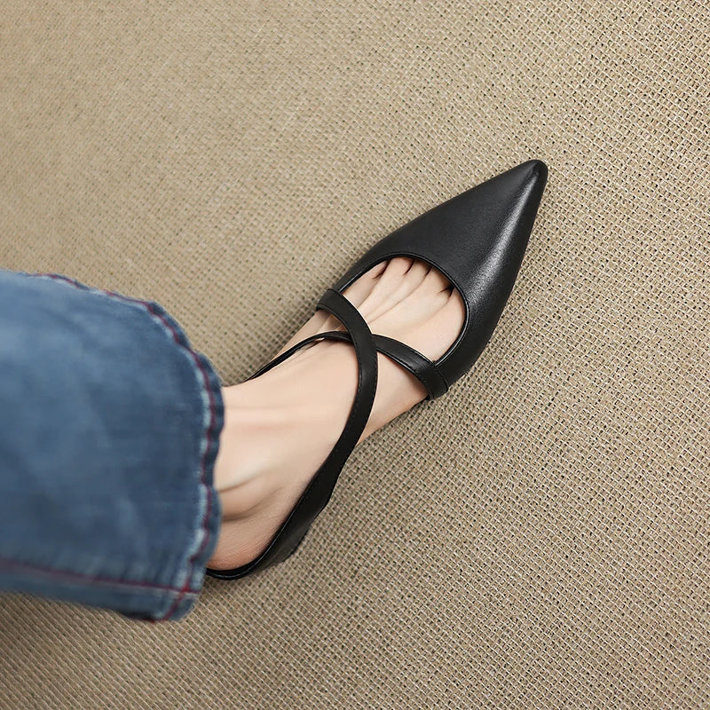 Siena Leather Cross-Strap Mules