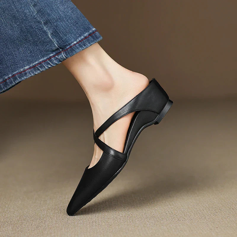 Siena Leather Cross-Strap Mules