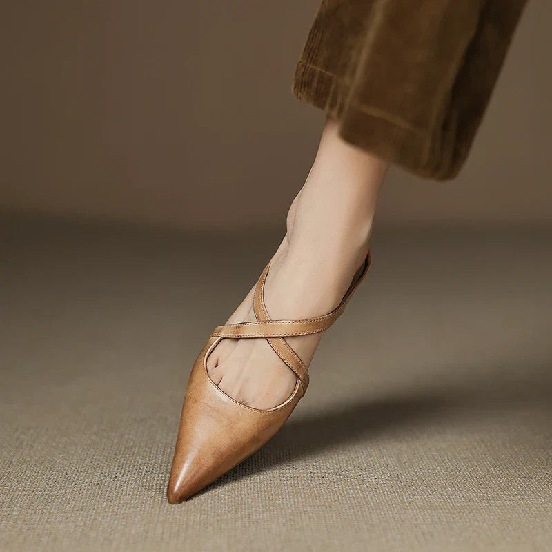 Siena Leather Cross-Strap Mules