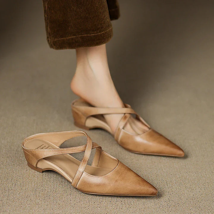 Siena Leather Cross-Strap Mules