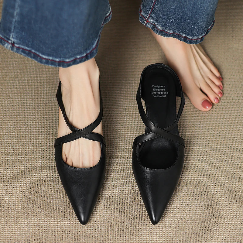Siena Leather Cross-Strap Mules