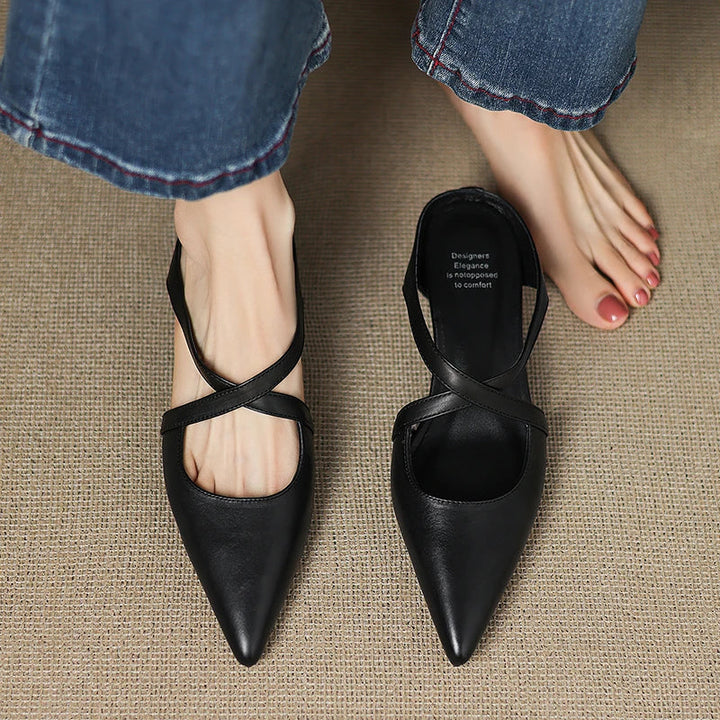 Siena Leather Cross-Strap Mules