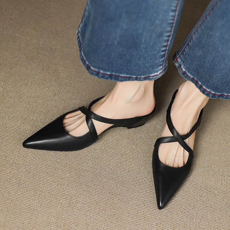 Siena Leather Cross-Strap Mules