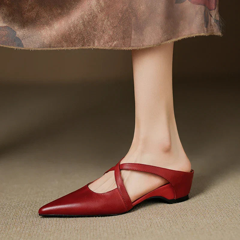 Siena Leather Cross-Strap Mules
