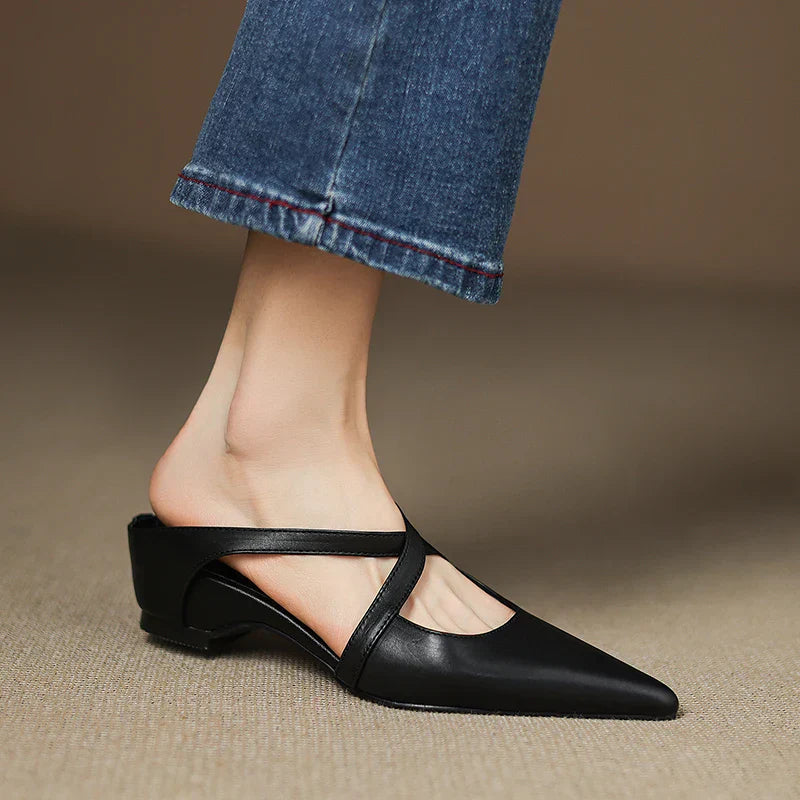 Siena Leather Cross-Strap Mules