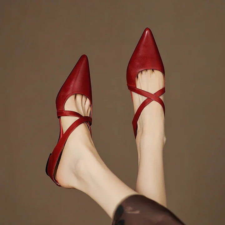 Siena Leather Cross-Strap Mules