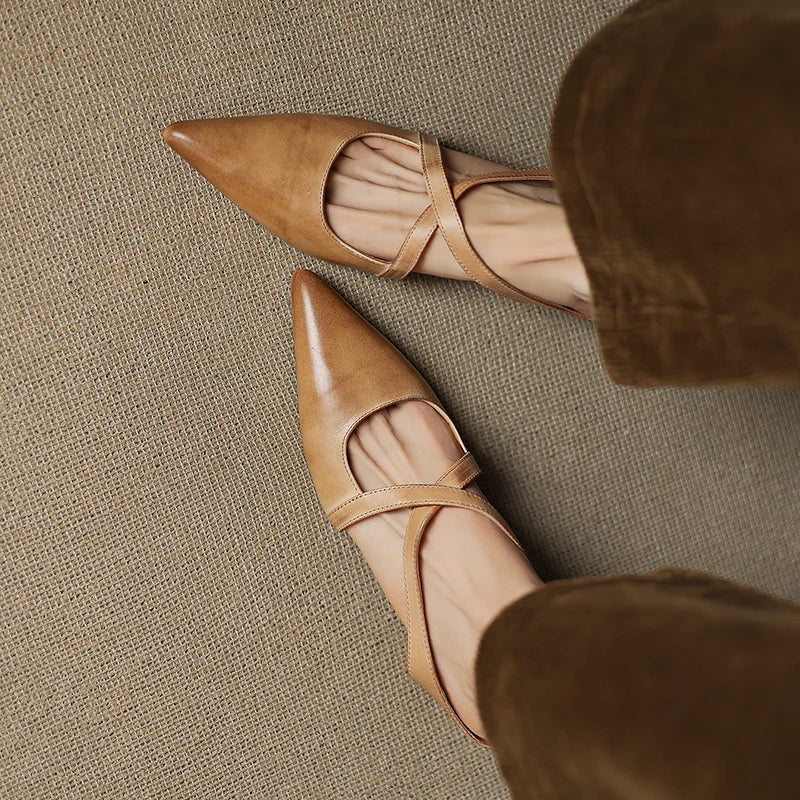 Siena Leather Cross-Strap Mules