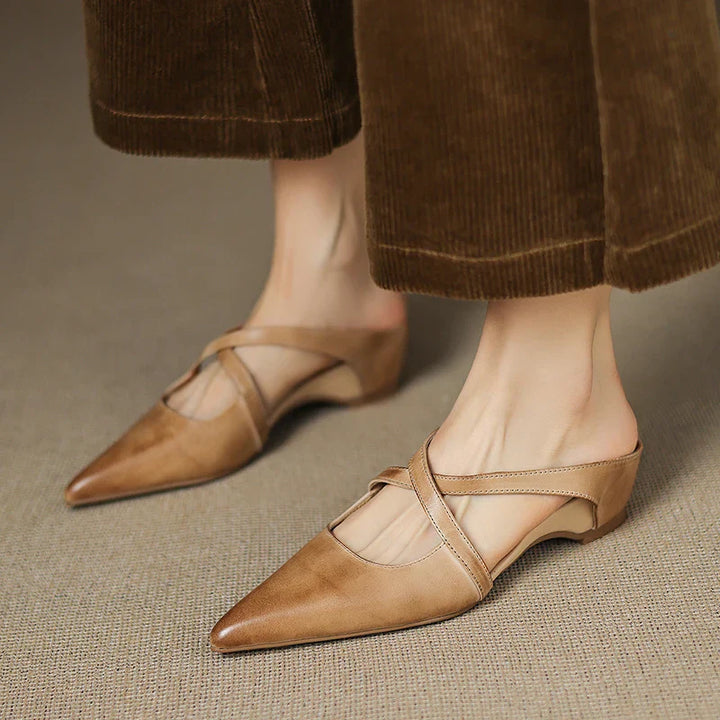 Siena Leather Cross-Strap Mules