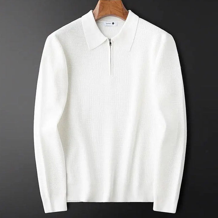 Textured Zip Polo